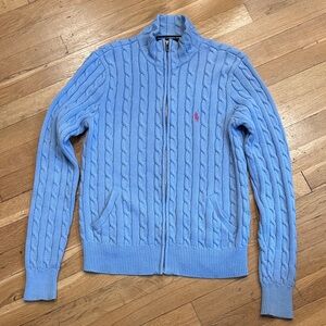 Ralph Lauren Sport Blue Cable Knit Sweater Full zip